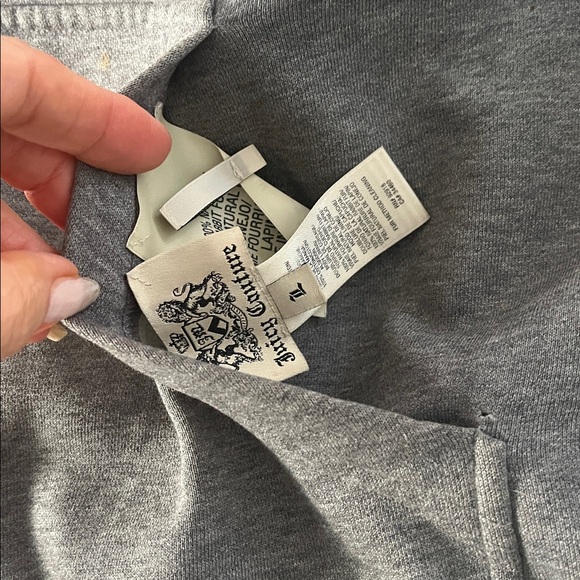 Juicy Couture Heather Gray Sweatshirt Fur Lined - Picture 6 of 13